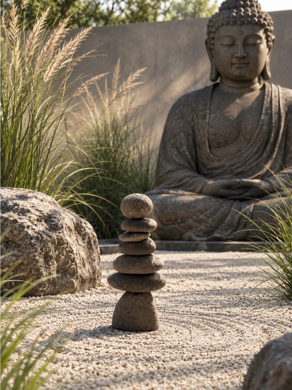 Small 7 Stone Cairn Outdoor Sculpture